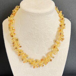 Elegant Gold and Orange Beaded Necklace